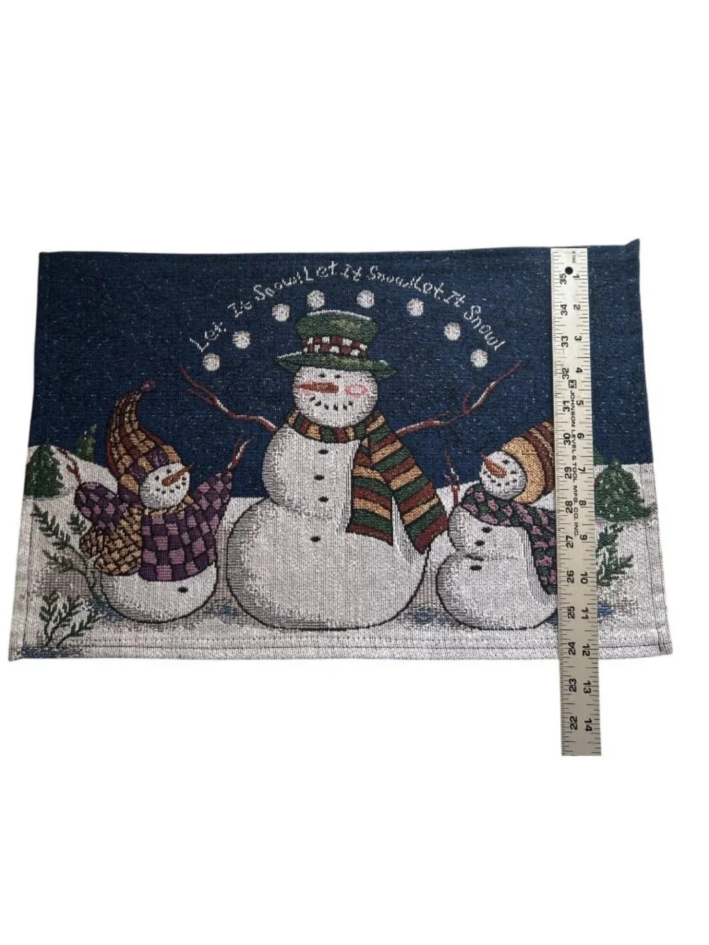Let It Snow Snowman Tapestry Placemats Set Of 6 Winter Holiday Decor 12